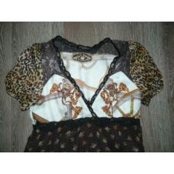 stijlvol zijden designer shawl print jurk Replay S 36 38