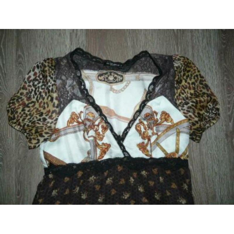 stijlvol zijden designer shawl print jurk Replay S 36 38