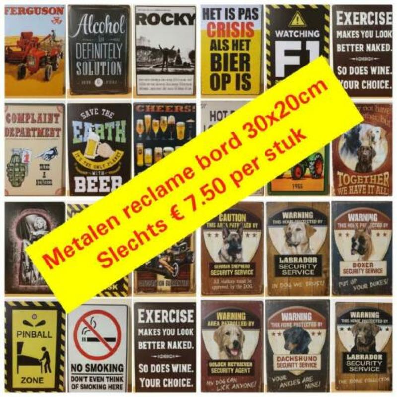 Pas op voor de Hond reclamebord wandbord van metaal 30x20cm