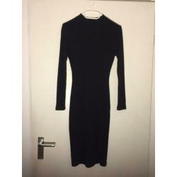 Zwarte Bodycon Jurk Rib Stof River Island Maat S/36