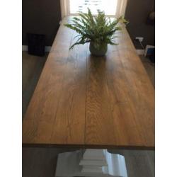 Prachtige eettafel kloostertafel greywash eiken, kwaliteit