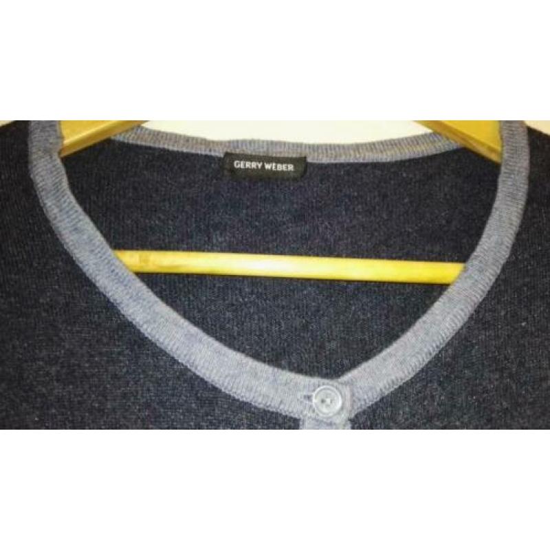 Gerry Weber Wollen vestje Blauw mt 44 Ronde kraag. L Erg mo