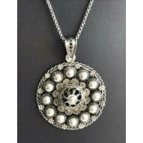 Zilveren JASSERON ketting met ZEEUWSE KNOP hanger