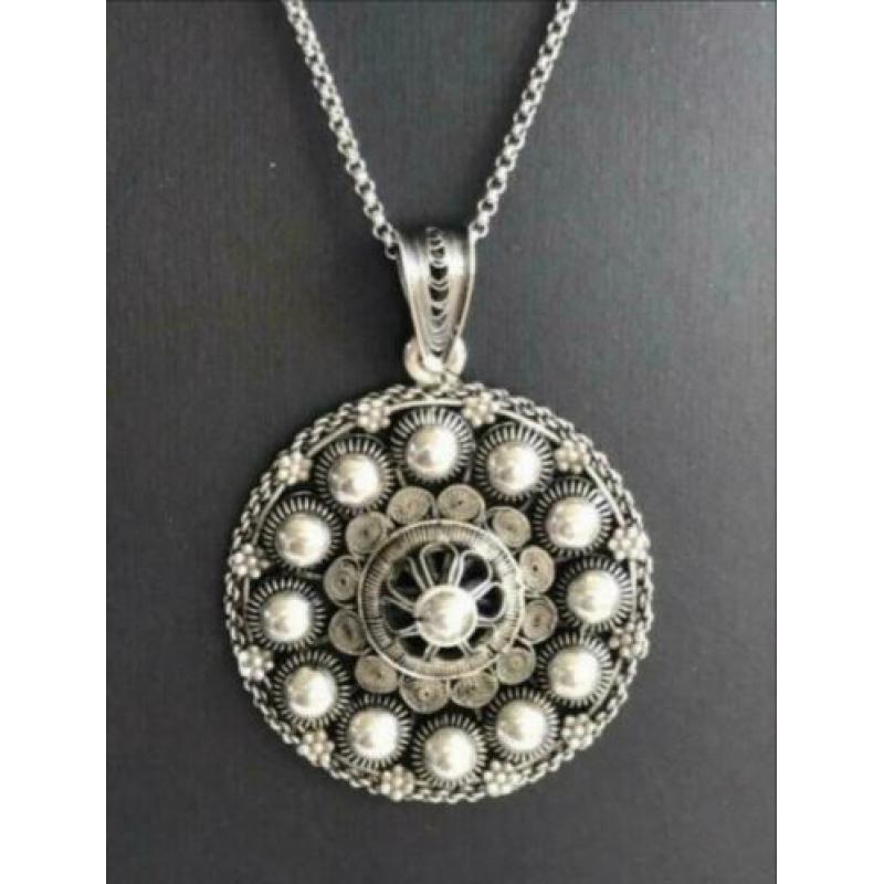Zilveren JASSERON ketting met ZEEUWSE KNOP hanger
