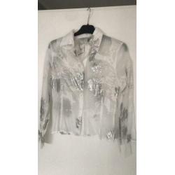 Bandelora witte blouse met zilver accenten nieuw maat 36