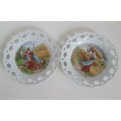 antieke schalen diameter ca 20 cm 2x boerenprint