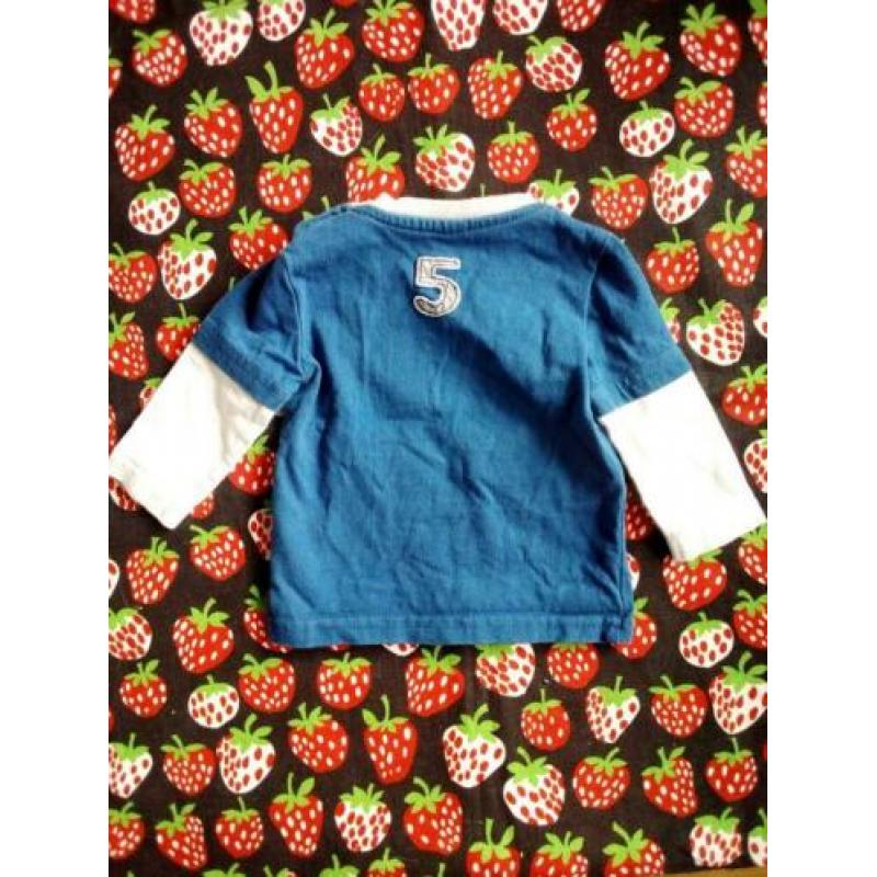 Shirtje, longsleeve, blauw, voertuigen, jongen, maat 56