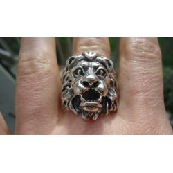925 zilver ring met leeuw lion maat 19,5 20 3/4 - Vanoli