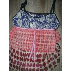 Voorjaar zijden twin set top vestje Pianura maat L 42 44