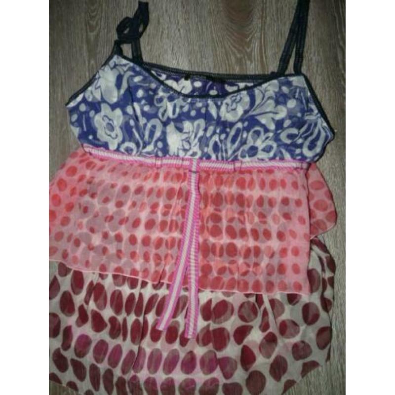 Voorjaar zijden twin set top vestje Pianura maat L 42 44