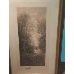 Ets - Landschap - R. Dudensing en C.A. Walker –uit 1890 !