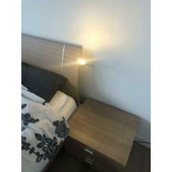 Bed 180x200, lattenbodems, verlichting, kastjes