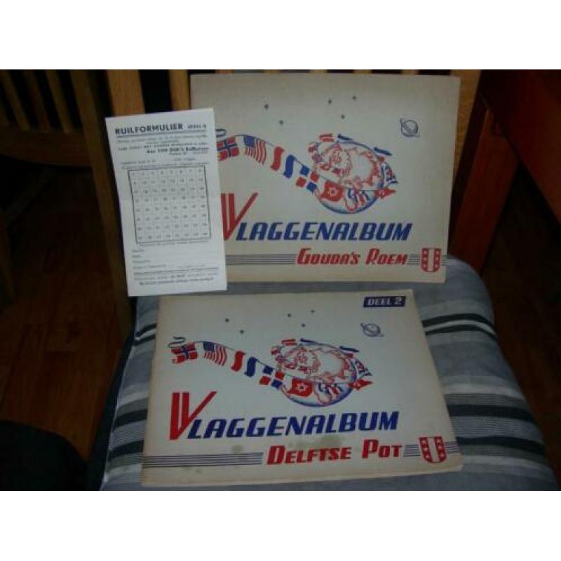 Vlaggenalbum de hele Wereld deel 1 en 2 met ruil formulier