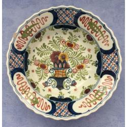 wandbordje polychroom Oud Delft bloemen
