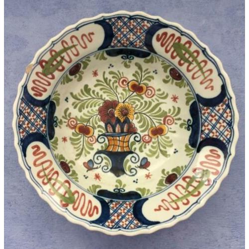 wandbordje polychroom Oud Delft bloemen