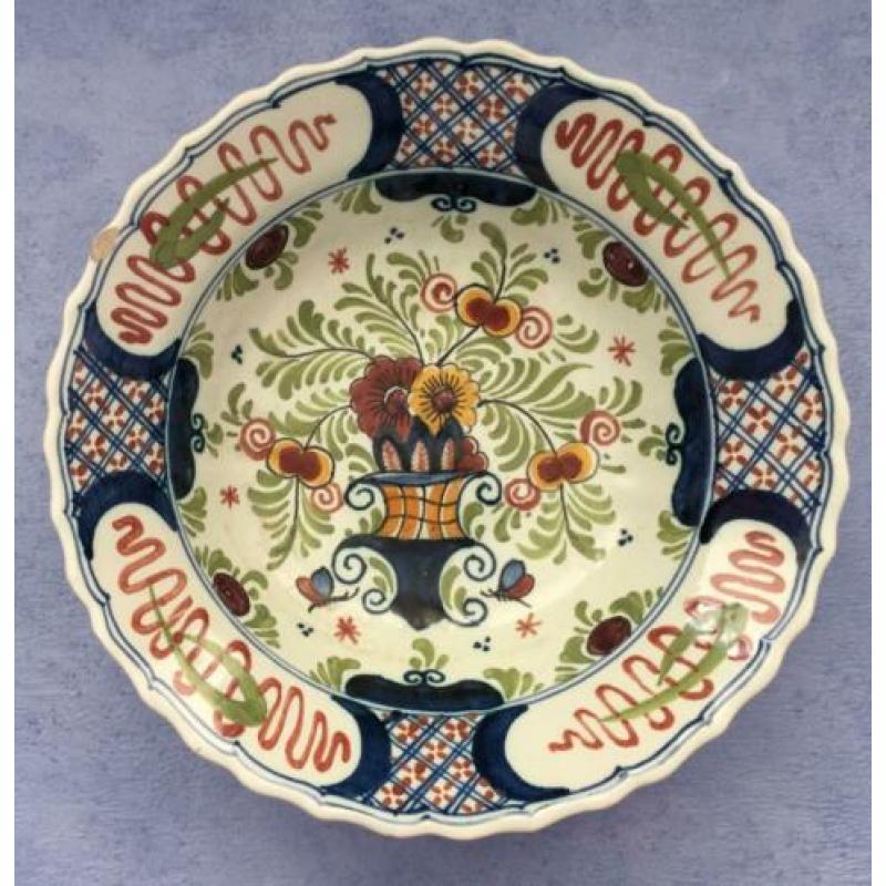 wandbordje polychroom Oud Delft bloemen