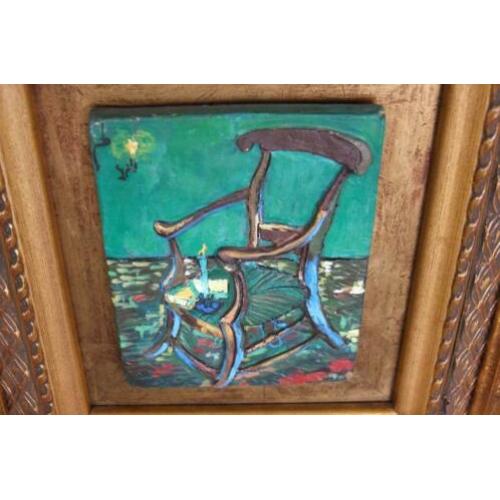 Terracotta basrelief naar v.Gogh: de stoel van Gauguin.