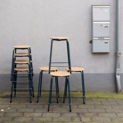 Industriële vintage schoolkrukken - Blauw