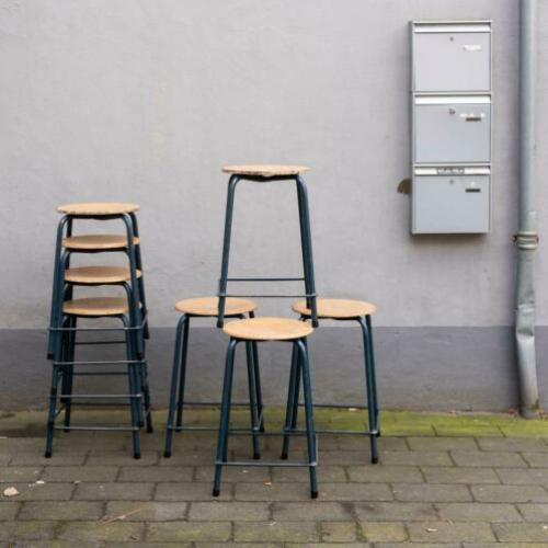 Industriële vintage schoolkrukken - Blauw