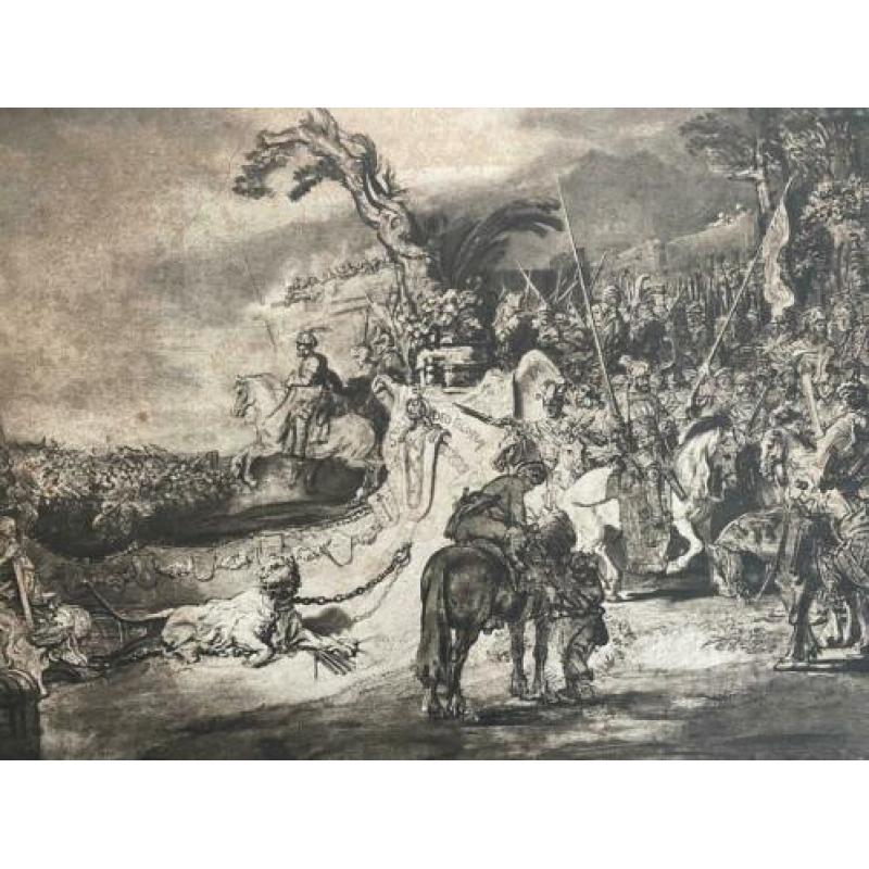 Antieke prent 1911 Rembrandt De eendracht van het land AFM