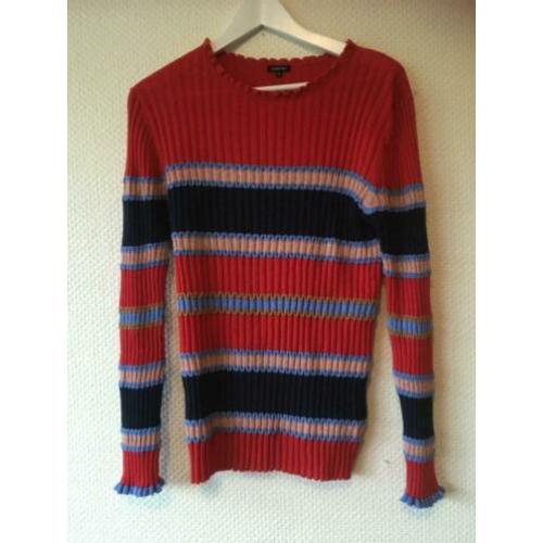 ZGAN *CAROLINE BISS* Mooi Blauw / Rood Truitje Met Cashmere