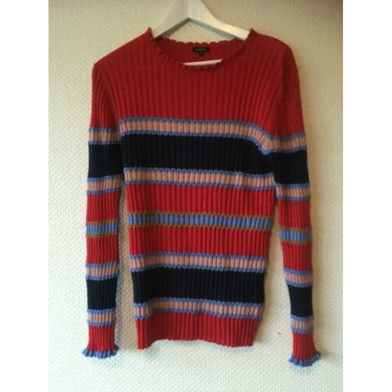 ZGAN *CAROLINE BISS* Mooi Blauw / Rood Truitje Met Cashmere