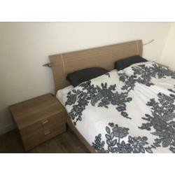Bed 180x200, lattenbodems, verlichting, kastjes