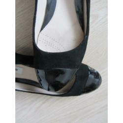 **CLARKS** mooi Zwart/leren/suede, BALLERINA,S,Maat 38