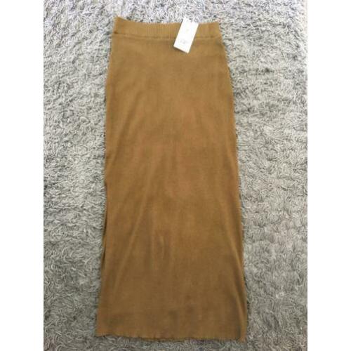 Zara knit maxi rok skirt taupe cognac bruin s 36 nieuw