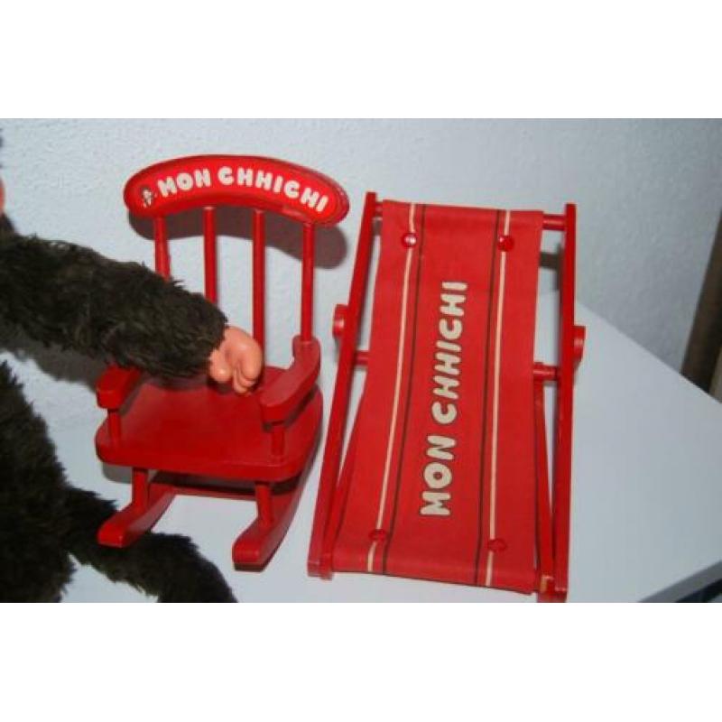 vintage oude grote monchhichi + 3 meubeltjes