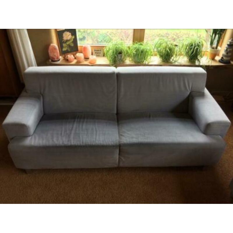 Modern bankstel 3 zitbank + 2 fauteuils licht blauw velours