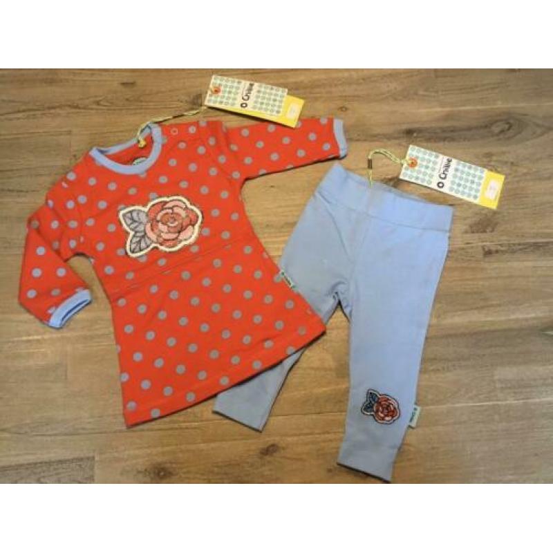 Nieuw setje O’Chillie jurkje rood met stip en legging 68