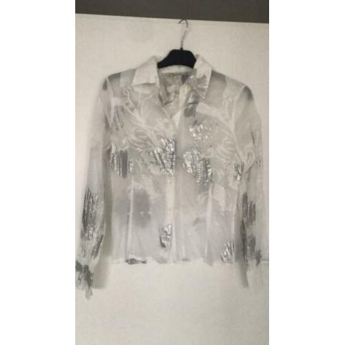 Bandelora witte blouse met zilver accenten nieuw maat 36