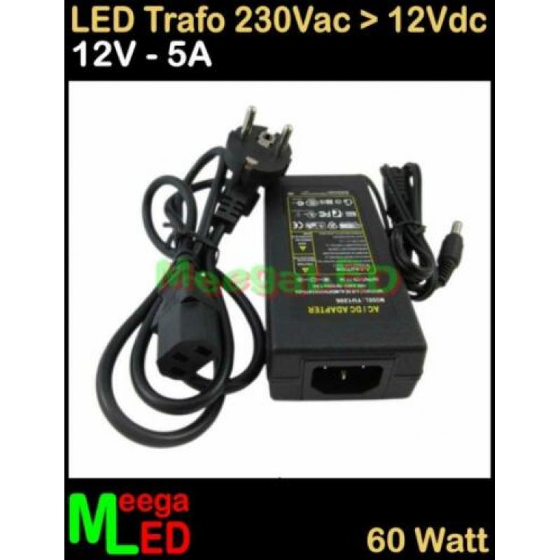 LED Trafo Voeding Adapter Driver - 230V > 12V - 5A = 60W