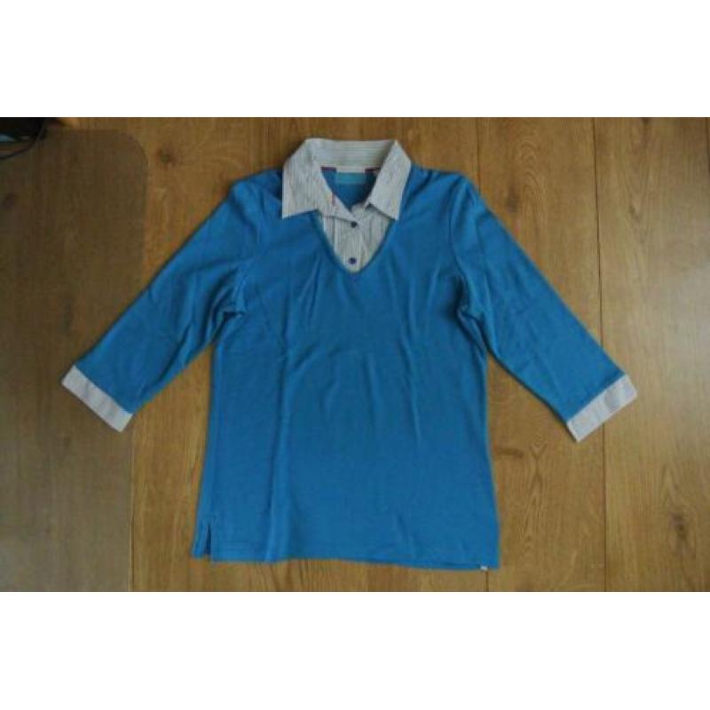 charles voegel shirtje met blouse kraag 38 turkooise