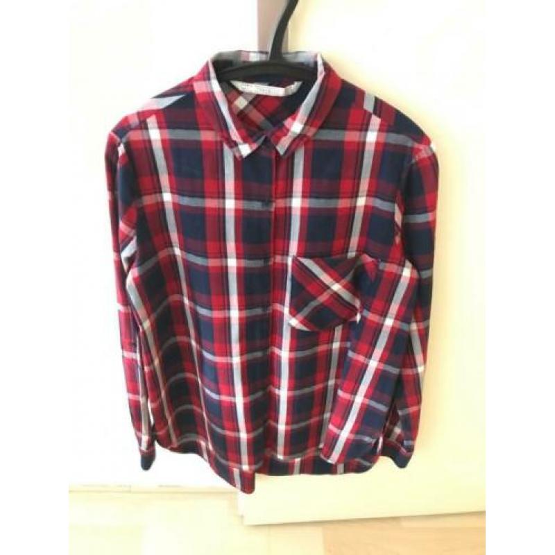 Zara - Blauw rood geruite blouse maat M