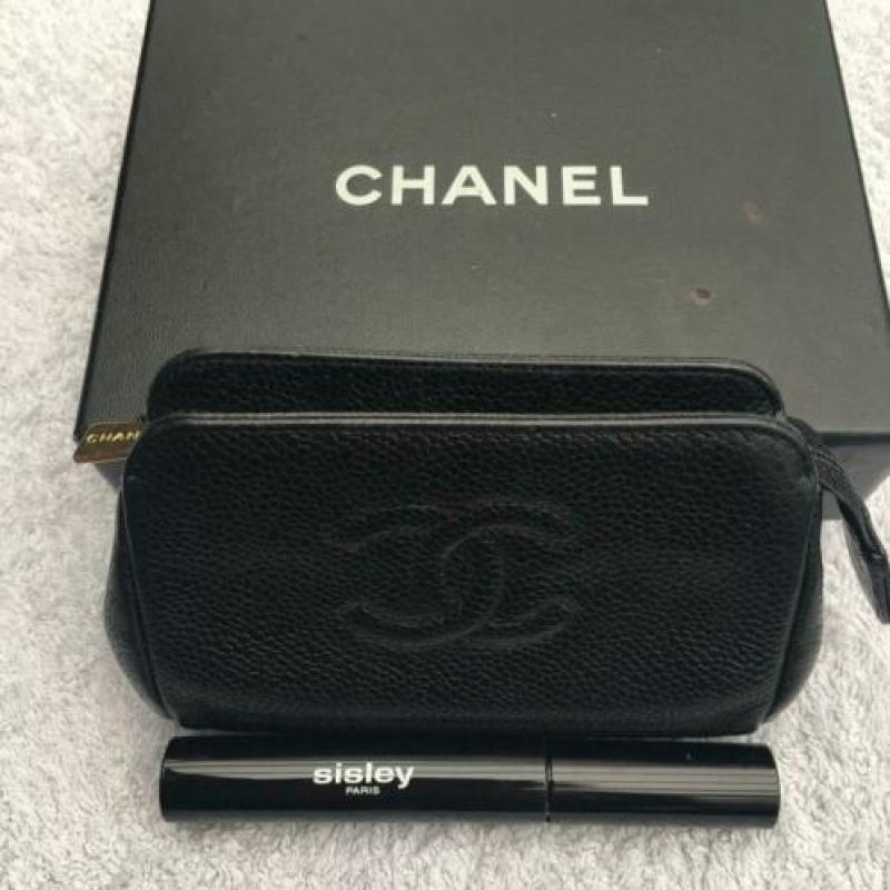 Chanel zwart vintage make- up etui
