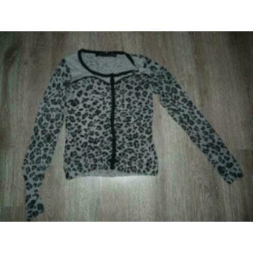 Hip chique grijs panterprint vestje vest Guess maat S 36 38