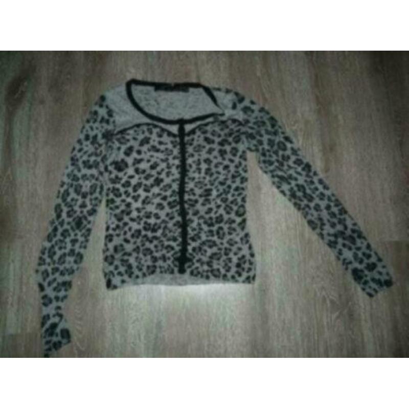 Hip chique grijs panterprint vestje vest Guess maat S 36 38