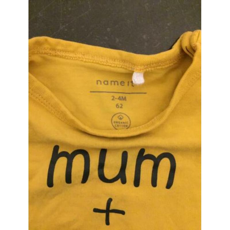 Geel Baby Shirt Top Ouders Maat 62 2-4 Maanden