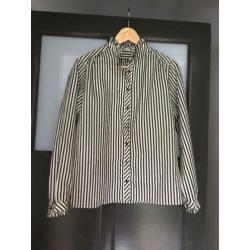 Vintage blouse zwart wit gestreept met details maat 40