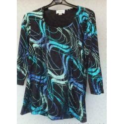 AFIBEL zwart/blauw/zeegroen/lila glitter top mt 38