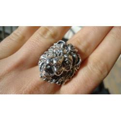 925 zilver ring met leeuw lion maat 19,5 20 3/4 - Vanoli