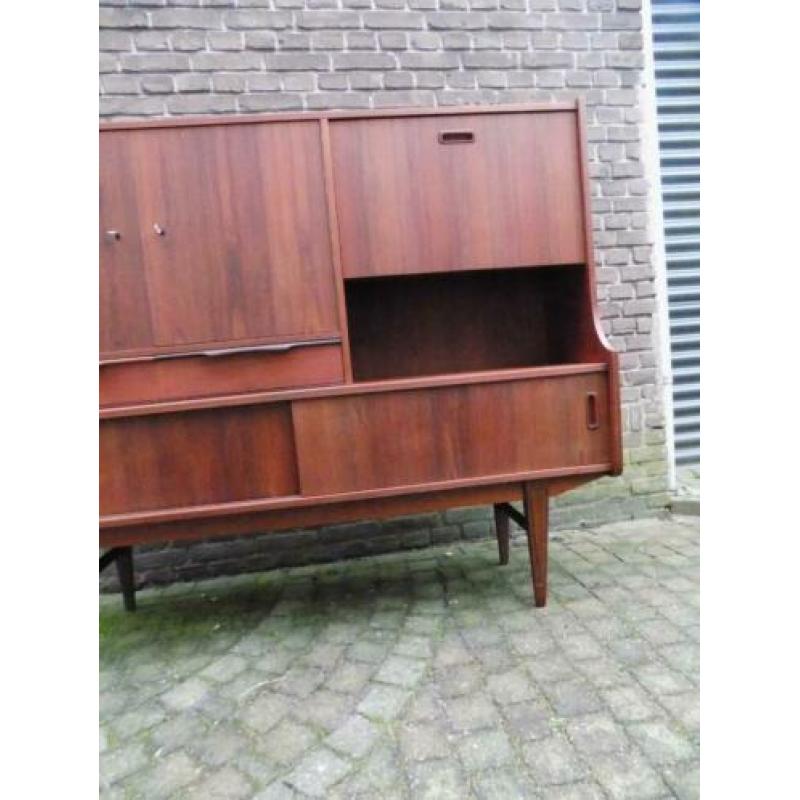 Deens design highboard wandmeubel mid century vintage teak