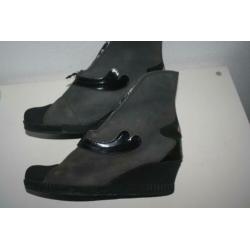 Jan Jansen sleehak schoenen leer mt 41 grijs zwart