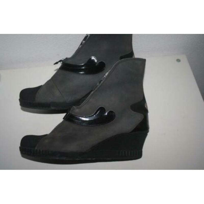 Jan Jansen sleehak schoenen leer mt 41 grijs zwart