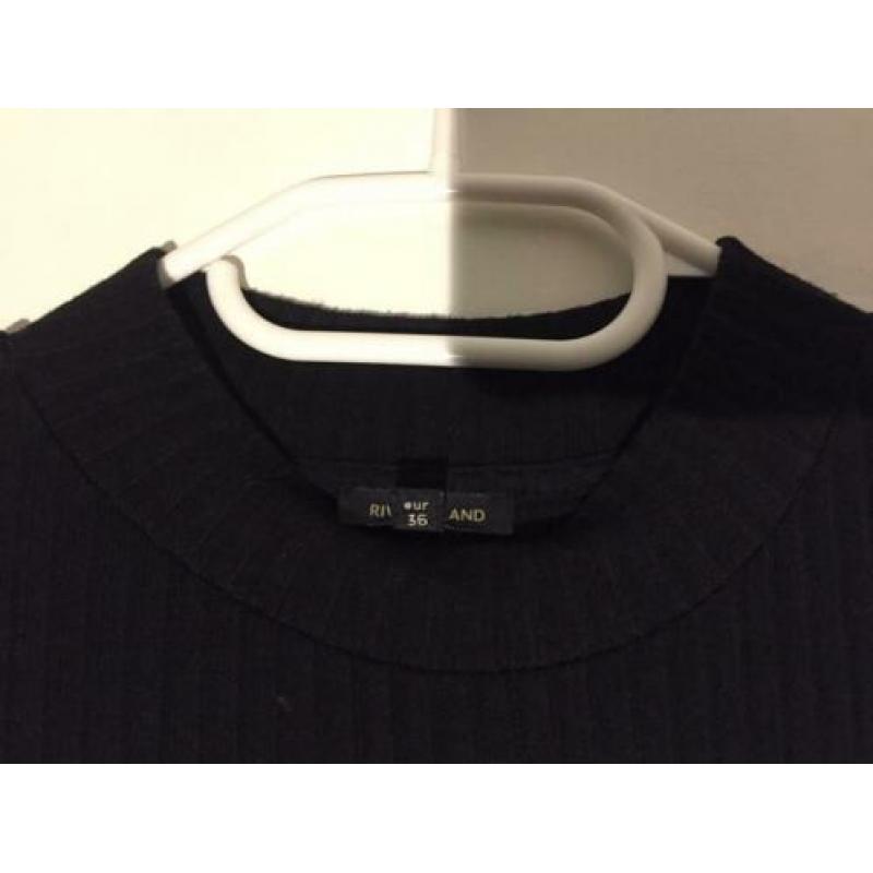 Zwarte Bodycon Jurk Rib Stof River Island Maat S/36