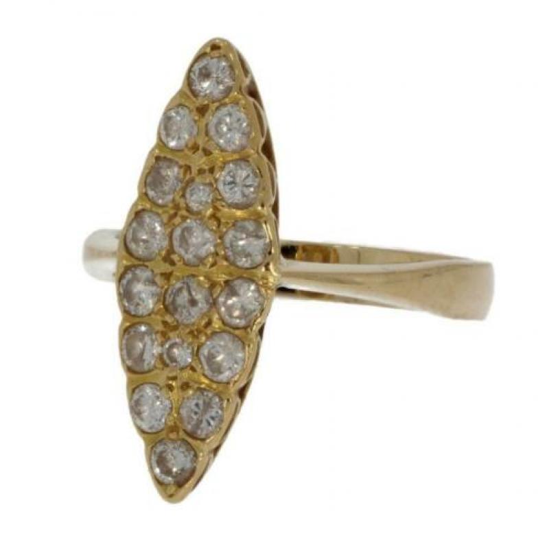 Luxe 14 karaats gouden prinsessen ring met 18 diamanten