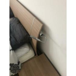 Bed 180x200, lattenbodems, verlichting, kastjes