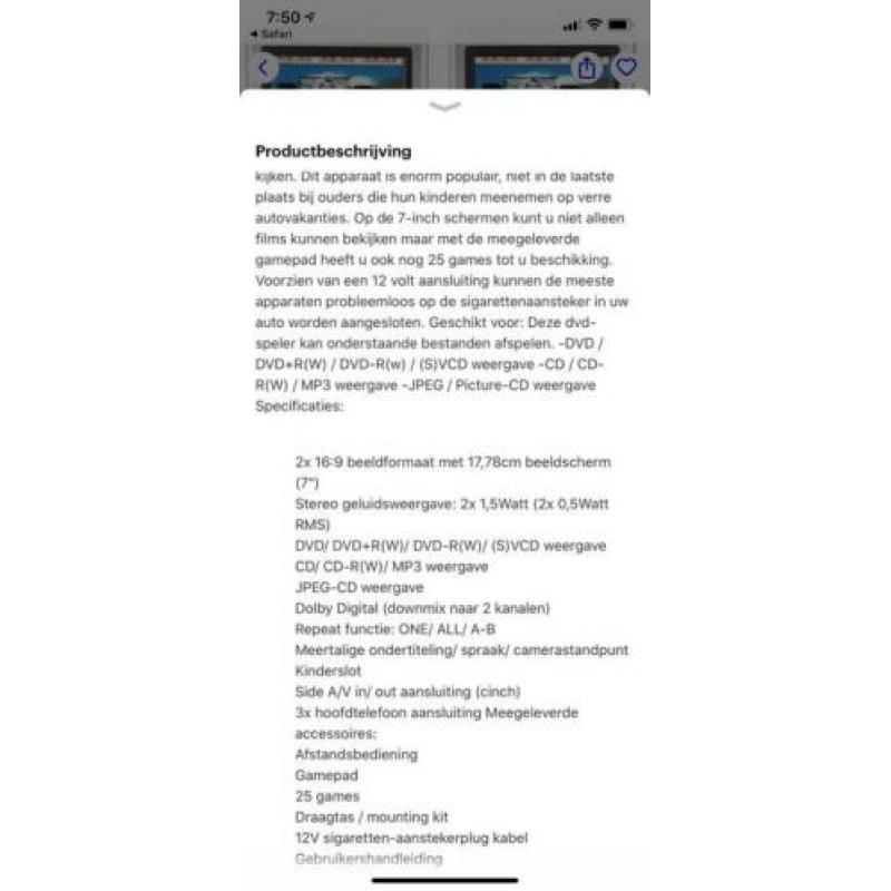 Akai ECV6607 DVD speler met 2 monitors voor in auto